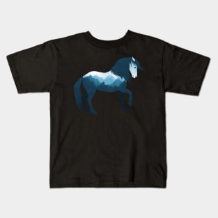 Dramabite Wild Horse Mustang Equine Double Exposure Wildlife Animal Kids T-Shirt